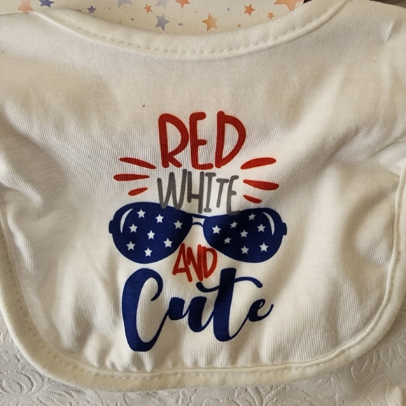 Baby Bib Baby Booties Baby Sunglasses Set 4th of July Set Red White and Cute NWT - Picture 3 of 5